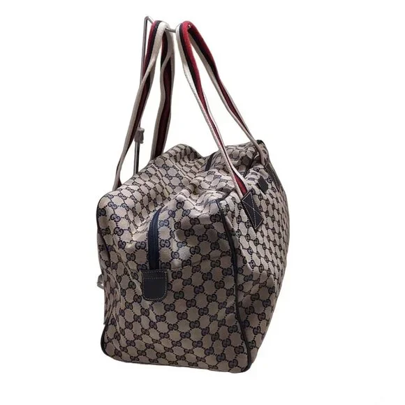 GUCCI GG Beige Dark Navy Multi Jacquard Leather - Boston Bag 512-071925 - Picture 3 of 9